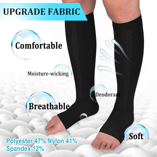 Image of 30-40mmHg Medical Graduated Compression Socks for Women&Men Circulation-Compression Stockings-Knee High Socks for Support,Hiking,Running