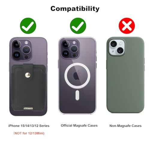 KIHUWEY for MagSafe Wallet Card Holder with Magnetic, Mag Safe Leather RFID Wallet for Series of iPhone 16 15 14 13 12 Pro Max Plus, Fit 6 Cards, Slim, Black2