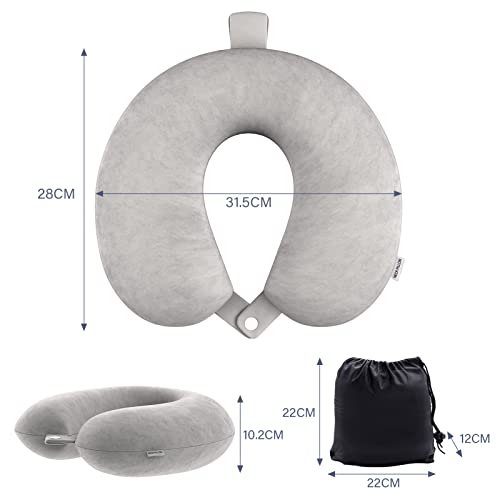 Travel-Pillow-Memory-Foam-Neck-Pillow-Lightweight-Quick-Pack-for-Airplane-Train-Car-Travel-Camping-Neck-Support-Pillow-Light-Grey