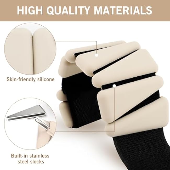 Wrist and Ankle Weights, Set of 2 (1lb Each) Adjustable Wrist and Pilates Weights Set for Women and Men, for Runs, Jogs, Walks, Yoga, Dance, Pilates, Cardio, Aerobics, Strength