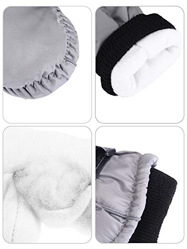 Boao Snow Mittens Winter Ski Mittens Waterproof Warm Cotton-lined Gloves for Kids (Grey)4
