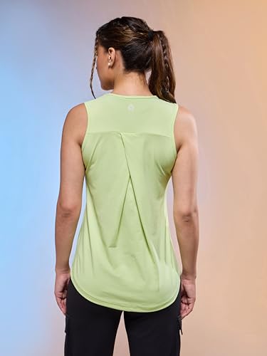 Image of TECHNOSPORT Women Solid Slim Fit Round Neck Tank Top with Cotflex for Gym, Sports and Regular Use