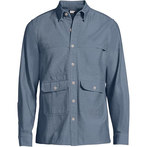 Lands' End Men's Long Sleeve Textured Twill Utility Shirt3
