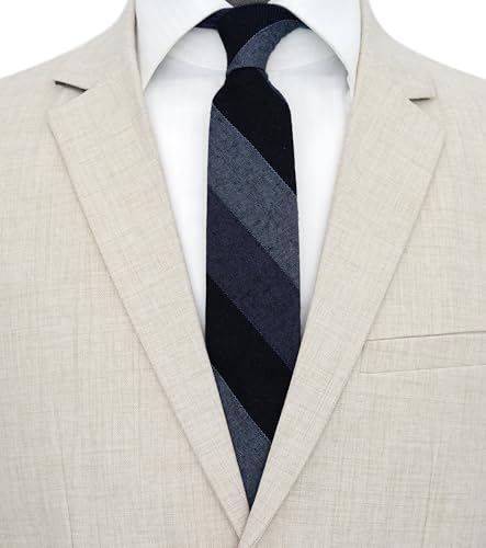 Image of BELLUNO Men's 2.5 inch Skinny Solid Cotton Linen Ties