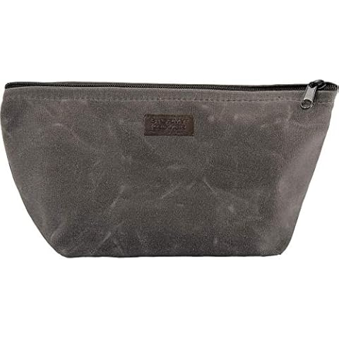 Stormy Kromer The Waxed Pouch - Cotton Zip Bag, Continuous Zipper, Taped Seams, Organizer, Charcoal, S Cover