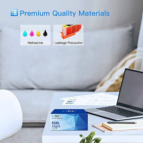 Lxtek Remanufactured Ink Cartridge Replacement For Hp 63 63Xl To Use With Hp Officejet 5255 5258 5260 3830 Envy 4520 4516 Deskjet 1112 2132 3632 Printer Tray, 2 Pack (1 Black, 1 Tri-Color) #TOP3
