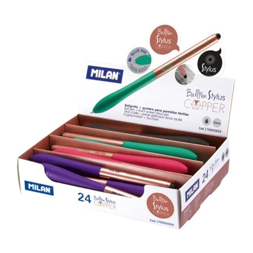 MILAN Expositor 24 bolígrafos S1 Stylus Copper anti trace doigt