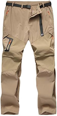 CAMOFOXIN Men's Hiking Pants Outdoor Convertible Quick Dry Fishing Pants & Shorts (Khaki, 30W X 30L)
