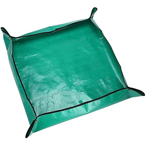 DOMG 39 x 39 Inches Plant Repotting Mat Waterproof Foldable Succulent Plant Transplanting Tarp Square Portable Indoor Gardening Mat Potting Tarp, Green Cover