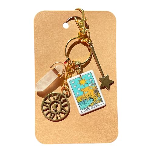 The STAR Tarot Bag Charm, Manifestation Keychain, Spiritual Healing Crystal,