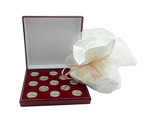 DOCOLASTRA Arras DE LA Vida en Color Plata Brillante con Estuche y limosnera de satén en Blanco Roto, Incluido, para Todos los Enlaces.