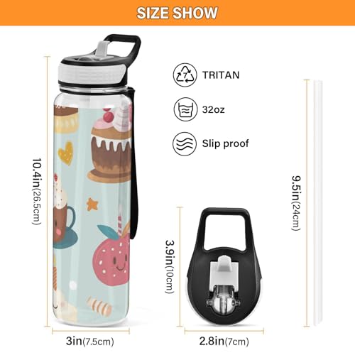 Gourde avec paille Tritan sans BPA bouteille eau réutilisable 1L - 4