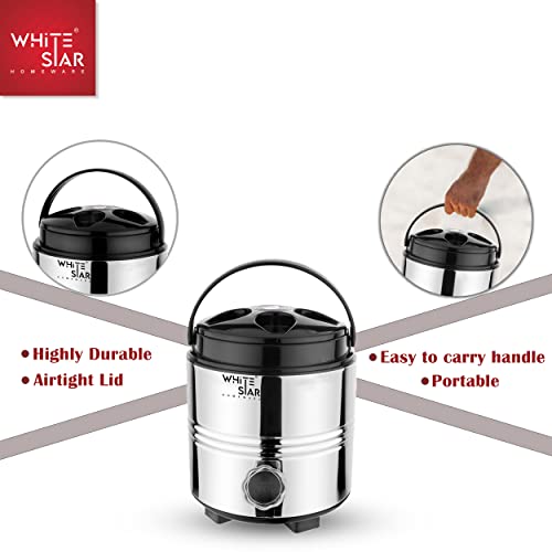 Image of WHITESTAR Stainless Steel Insulated Water Bottle /Jug for Traveling, Office, Kitchen I 3 Liters of Water Storage Container with Airtight Lid and Leak Proof Tap I Unbreakable & Durable