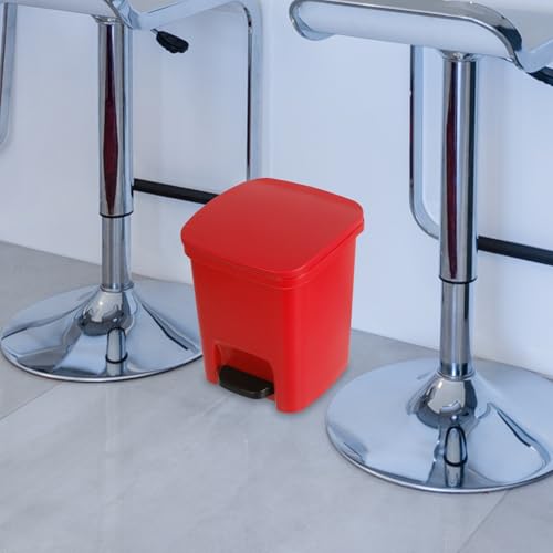 Caneca de basura roja con pedal y tapa para cocina 10L miniatura 7