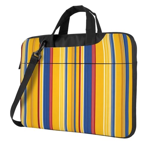 Bolso para laptop impermeable a rayas azul y amarillo 14 pulgadas miniatura 1