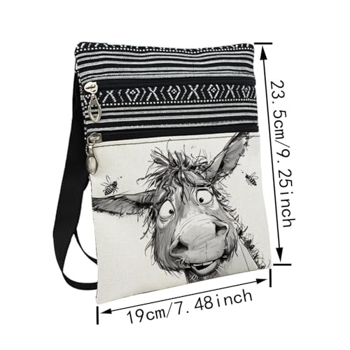 Funny Donkey Messenger Bag Small Ethnic Pattern Printed Adjustable Strap Crossbody Zipper Bag Funny Donkey Phone Bag Wallet Cute Shoulder Handbag for Women Friends -42