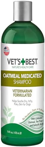 Vet's Best Medicated Oatmeal Shampoo for Dogs, Soothes Dry Itchy ...