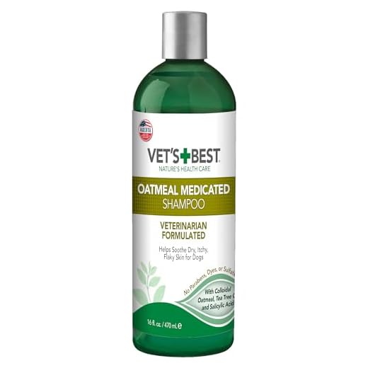 Vet's Best Medicated havregryn schampo för hundar | Lugnar hund torr hud, rengör fukt och förhållanden hud och kappa, 470 ml