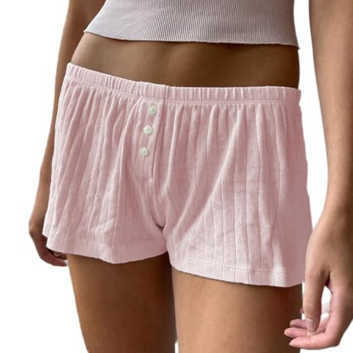 Womens Y2K Pajama Shorts Low Waist Striped Floral Lounge Boxers Pj Bottoms Comfy Sleep Shorts