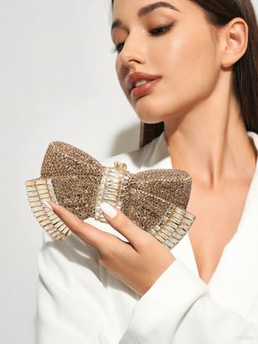 Image of RomanticDesign Women Sparkly Bowknot Evening Clutch Luxury Rhinestone Bride Purse Wedding Party Prom Banquet Handbag