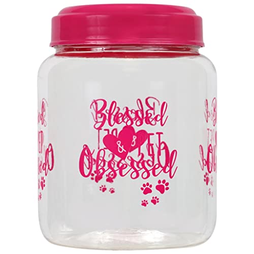 Coming CGT BPA-Free Plastic Airtight Dog Cat Pet Treat & Food Storage Containers Canisters Jars Pink & Blue Blessed & Pet Obsessed Life is Better with Furry Companions Slogans (Set of 2) Coming CGT BPA-Free Plastic Airtight Dog Cat Pet Treat & Food Storage Containers Canisters Jars Pink & Blue Blessed & Pet Obsessed Life is Better with Furry Companions Slogans (Set of 2)
