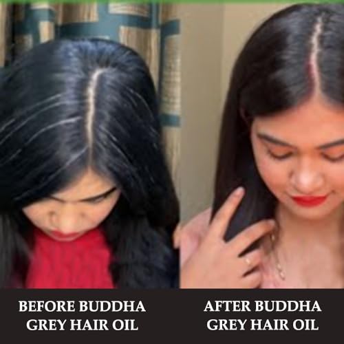 Image of Buddha Natural Grey Oil For Teenagers (200 ML) - 100% Ayush Certified - Helps to Restore Natural Dark Color and Shine of Hair