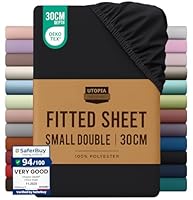 Utopia Bedding Fitted Sheet Small Double / 4ft, Black - Deep Pocket 12 inch (30 cm) - OEKO-TEX Certified - Soft Brushed Polyester Microfibre Fabric - Shrinkage and Fade Resistant - Bottom Sheet