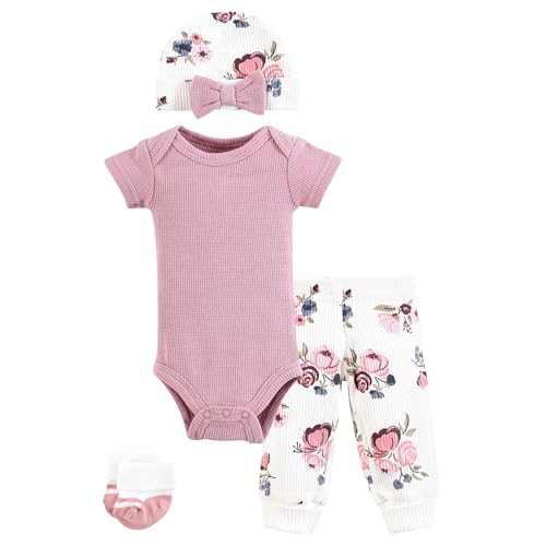 Image of Hudson Baby Unisex Thermal Preemie Layette Set 4pc Short Sleeve Outfit