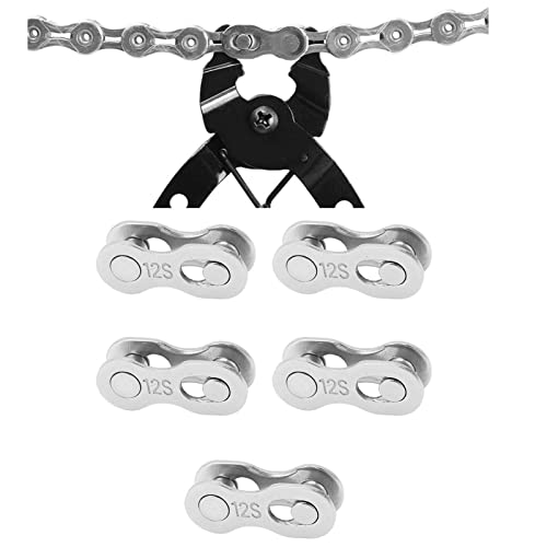 Hapivida 5Pcs Bicycle Missing Link, 12 Speed Silver Quick Release Link Steel Bike Chain Link Connector Reusable Quick Coupling