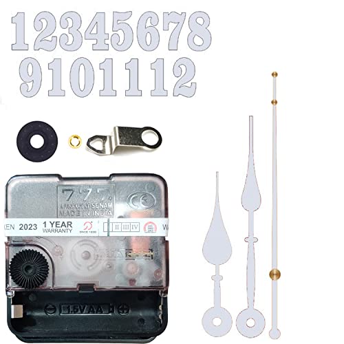 Image of 12 Pcs Arabic Mirrored Acrylic Numerals Movement Machine 22mm for Wood Resin Marble Clock Fancy Needles Pack 2 (White D1)