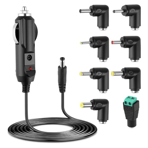 Chargeur Auto 12V 2A avec 8 Embouts Interchangeables Alimentation DC Allume Cigare 24W pour DVD GPS...