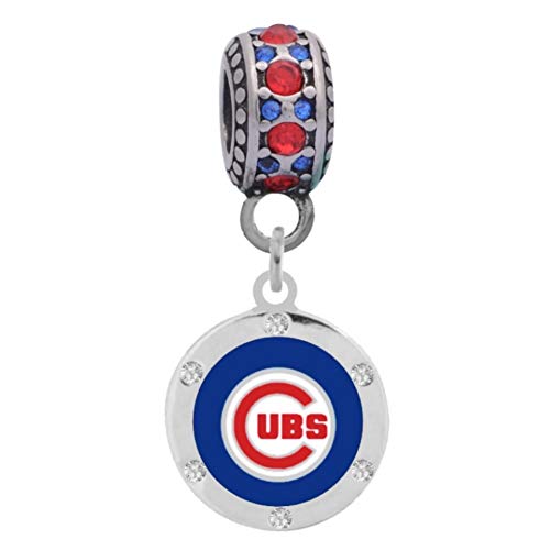 Cubs Crystal Charm Compatible With Pandora Style Bracelets. Can also be worn as a necklace (Included.)