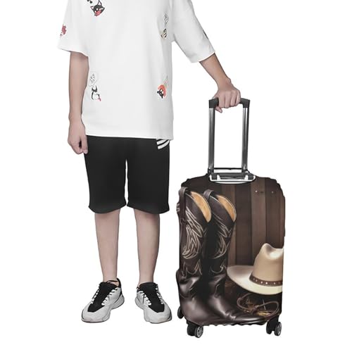 Cowboy Black Hat Western Boots Luggage Cover, Washable Elastic Suitcase Cover Protector Fit 18-32 Inch Luggage 7