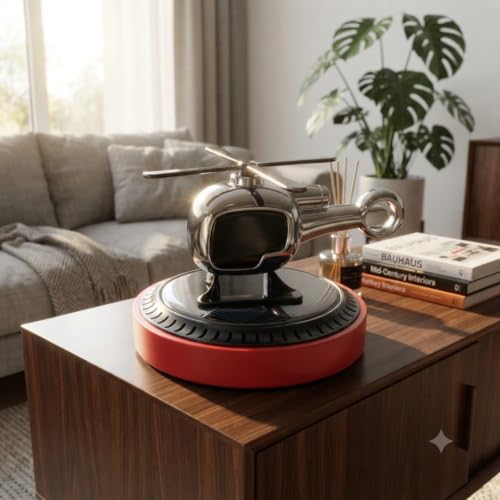 Image of Solar Powered Heilcopter Car Air Freshner & Perfume Diffuser, | Innovative Solar-Powered Design Refreshing Fragrance