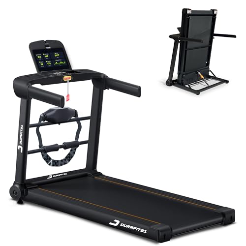Image of Durafit91 Racer Multifunction 5 HP Peak BLDC Motorized Treadmill| 120 Kg User Weight| 16 Km /Hr Max Speed | Hydraulic Foldable| Bluetooth Speaker | Wynd app | Home use