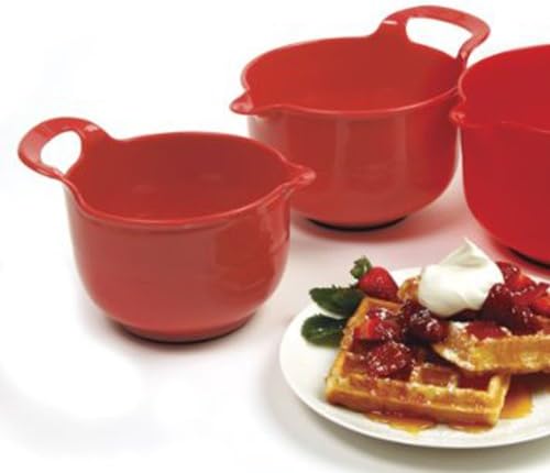 Norpro 1020 , Red, Mixing Bowls, Set of 3, 4.5" x 8.75" x 6.75" / 11.5cm x 22cm x 17cm