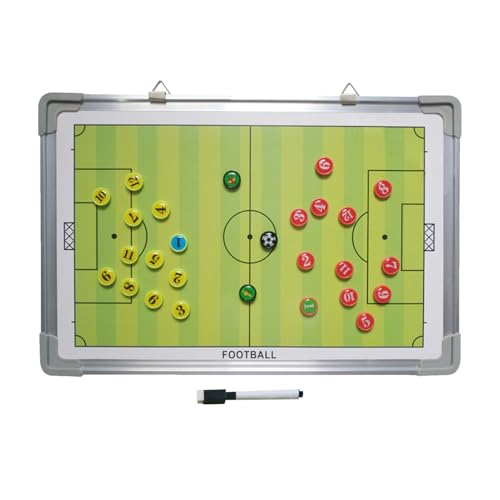 Tabella tattica di calcio, pannello cancellabile a secco + 2 penne | ardesia bianca portatile per allenamento pianificazione partita