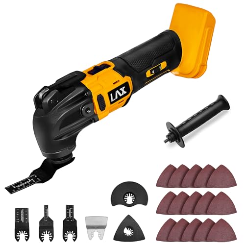 Multiherramientas oscilantes para batería Dewalt de 18 V, herramienta multiusos de corte y lijado, ángulo de oscilación de 4°, 6 velocidades variables, diseño de hoja de ajuste rápido con 21