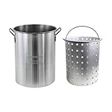CHARD , Aluminum Stock Pot with Spigot and Perforated Strainer Basket Set, 30 quart