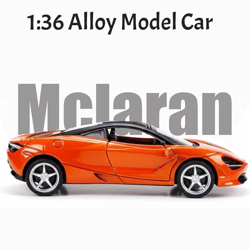 Image of SHAKTISM Die-Cast Metal Car Toy -1:36 Scale, Opening Doors, Pull Back Function, Collectible Toy, Racing Car for Kids Birthday Gift for Boys Girls (Orange McLaran Diecast)