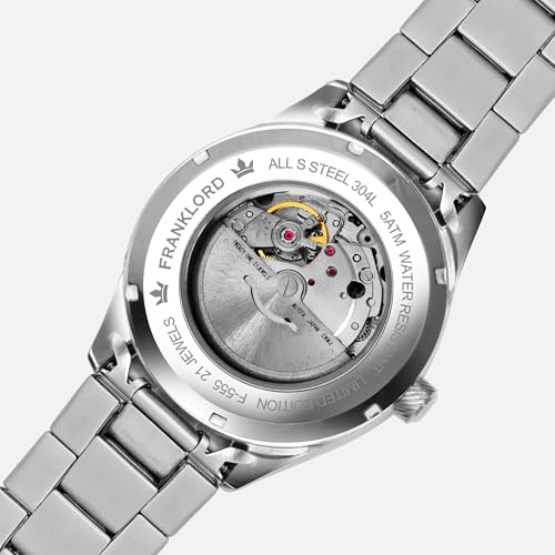 Image of Franklord Regal Sapphire Roman - Luxury Automatic Watch for Men | 21-Jewel Movement, Sapphire Crystal, Roman Numeral Dial, Stainless Steel Case
