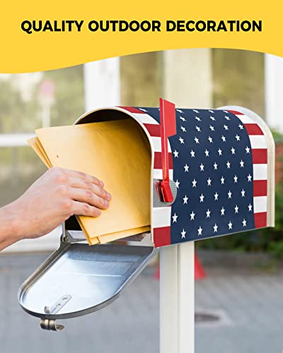 4Th Of July Mailbox Covers Magnetic Standard Size, Independence Day Magnetic Mailbox Covers, Patriotic Blue Red Mailbox Cover Post Letter Box Wrap Cover Welcome Home Garden Yard Outdoor Decorations #TOP4