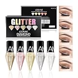 Glitter Liquid Eyeliner Colorful Set, 5 Colors Metallic Shimmer White Silver Gold Rose Eyeliner Waterproof Long Lasting Sparkle Glitter Liquid Eyeshadow Dazzling Valentine's Day Eye Makeup for Women
