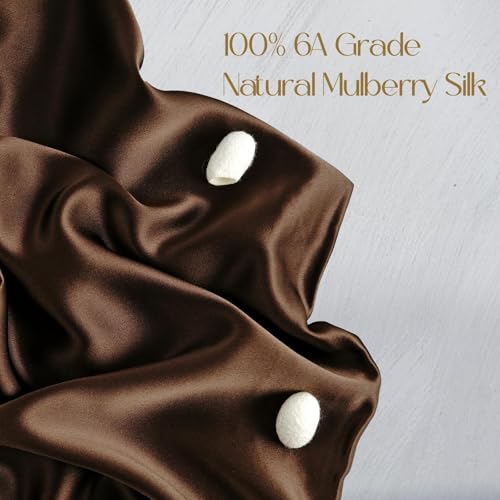 ZIMASILK 100% Pure Mulberry Silk Pillowcase for Hair and Skin Health,Soft and Smooth,Both Sides Premium Grade 6A Silk,600 Thread Count,with Hidden Zipper,1pc (King 20''x36'',Chocolate)