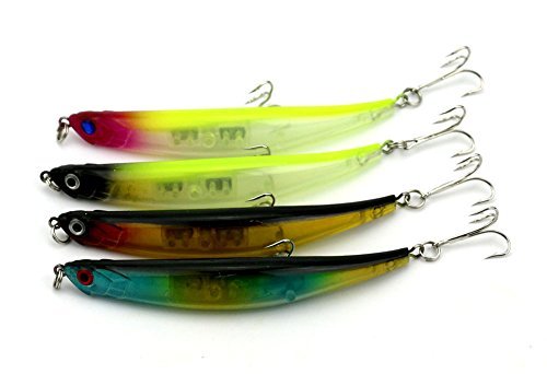 LENPABY4pcs/lot Hard Plastic Bent Minnow Fishing Lures bass Wobble Swimbaits Bass Trout Fishing Tackles for Saltwater and Freshwater 11.5cm/4.53"/11.8g