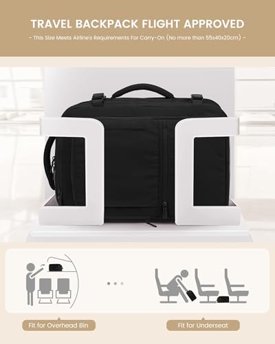 LOVEVOOK Handgepäck Rucksack Flugzeug, 40L Groß Reiserucksack Herren Damen Laptop Rucksack 17 Zoll, Wasserdicht Travel Backpack Carry On Luggage, Business Cabin Bag für Reise Arbeit Urlaub, Schwarz