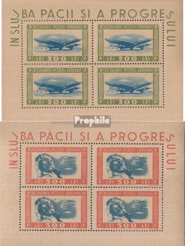 Sellos de aviación de Rumania 1946 MNH Prophila 998Klb-999Klb arco pequeño para álbum filatélico