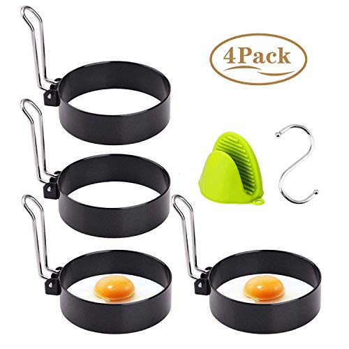 Egg Ring,LeeLoon 4 Pack Stainless Steel Egg Ring Molds With Non Stick Metal