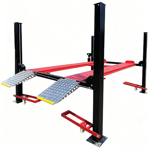 KATOOL 9500lbs 4 Post Lift with Moving Kits/Caster Aluminum Ramp Extra Height Four Post Lift 79" Lifting Height Storage Service Lift Home Parking Lift, 110v, 4H950