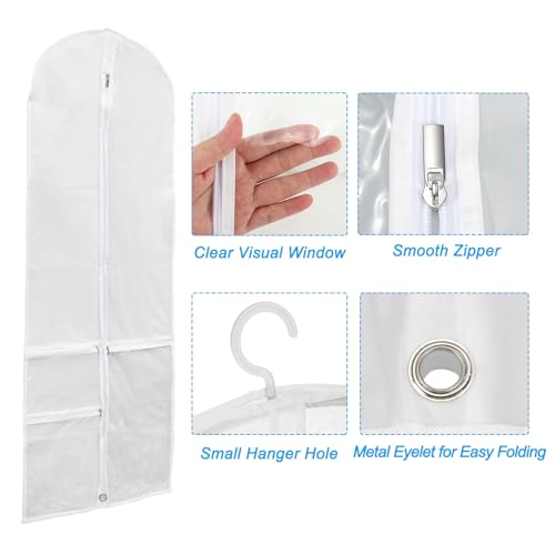PATIKIL Garment Bags for Dance Costumes, 40x20 Inch Hanging Garment Bag with 4 Pockets Name Tag for Dancing Skating, Clear3